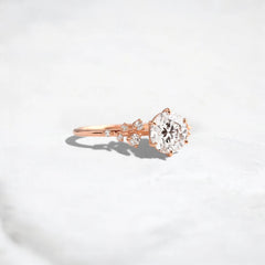 2CT Round Cut Cluster Moissanite Engagement Ring Floating Accent Stones