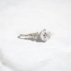 2CT Round Cut Cluster Moissanite Engagement Ring Floating Accent Stones