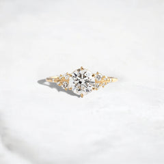 2CT Round Cut Cluster Moissanite Engagement Ring Floating Accent Stones