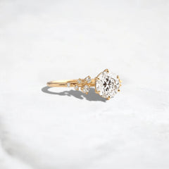 2CT Round Cut Cluster Moissanite Engagement Ring Floating Accent Stones