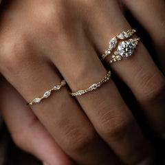 2CT Round Cut Cluster Moissanite Engagement Ring Floating Accent Stones
