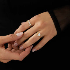 2CT Round Cut Cluster Moissanite Ring with Floating Accent Diamonds