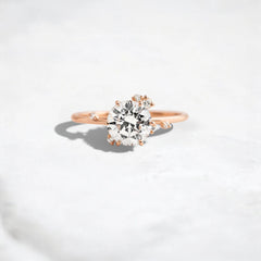 2CT Round Cut Cluster Moissanite Ring with Floating Accent Diamonds