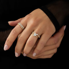 2CT Round Cut Cluster Moissanite Ring with Floating Accent Diamonds