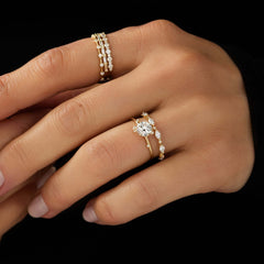 2CT Round Cut Cluster Moissanite Ring with Floating Accent Diamonds