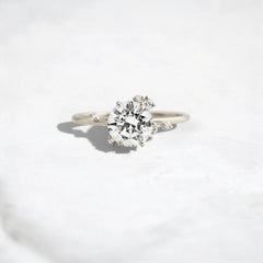 2CT Round Cut Cluster Moissanite Ring with Floating Accent Diamonds