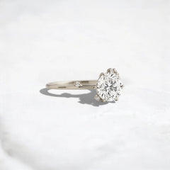 2CT Round Cut Cluster Moissanite Ring with Floating Accent Diamonds