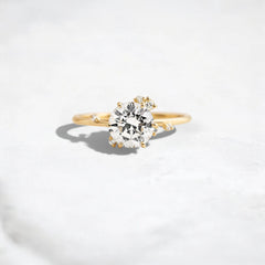 2CT Round Cut Cluster Moissanite Ring with Floating Accent Diamonds