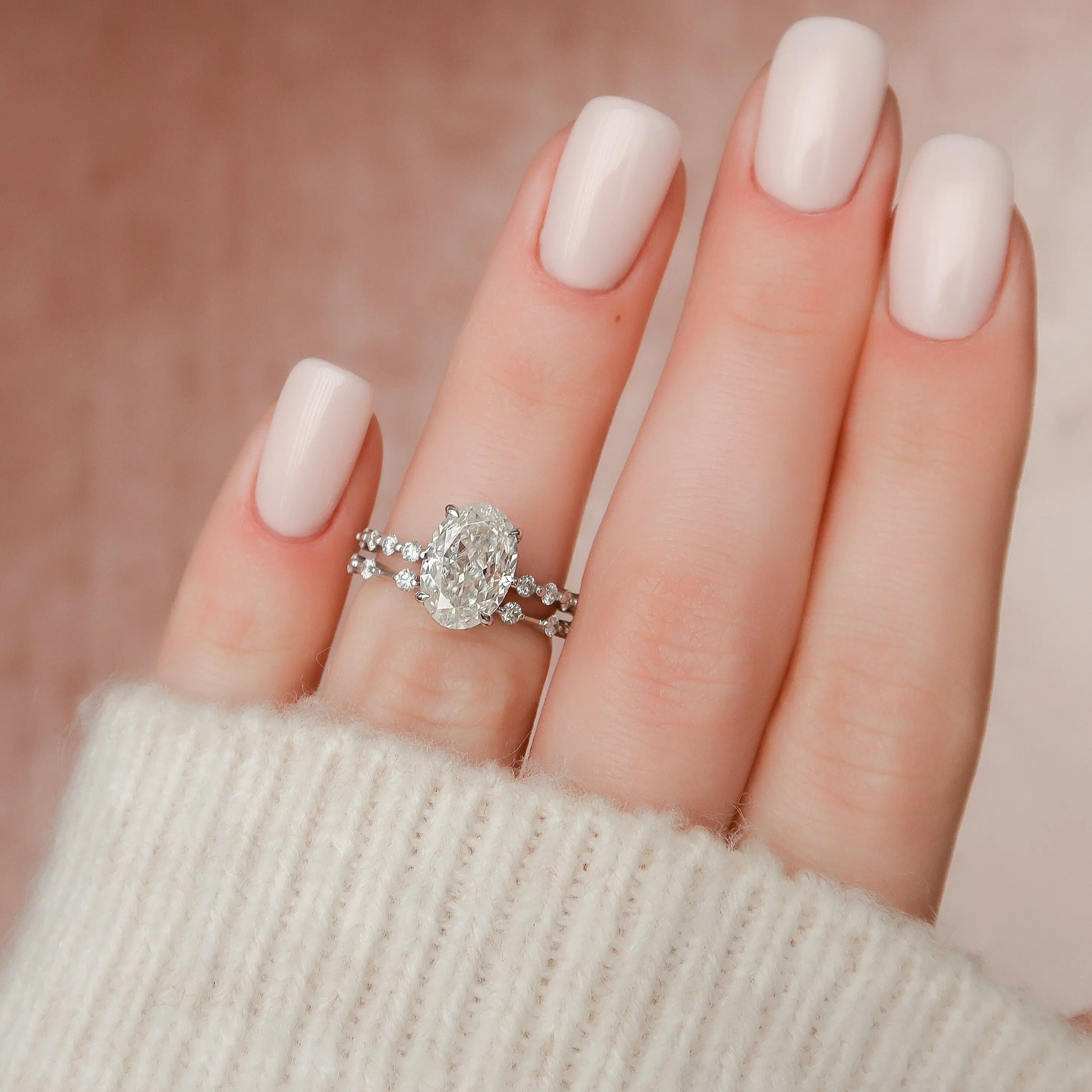 2.5CT oval moissanite bridal ring set