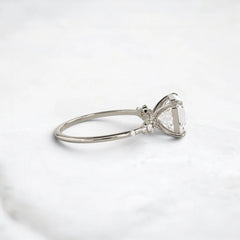 2 Carat Asscher Cut Moissanite Engagement Ring with Cluster Side Stones