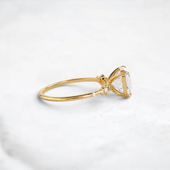 2 Carat Asscher Cut Moissanite Engagement Ring with Cluster Side Stones