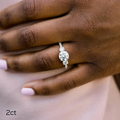 2.0CT Round Brilliant Cut Moissanite Three Stone Pave Diamond Engagement Ring