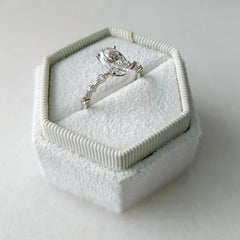 2.01ct Oval F- VS1 Lag Grown Diamond Petite Pave Engagement Ring