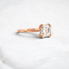 2.5CT Asscher Cut Moissanite Solitaire Triple Prong Engagement RIng