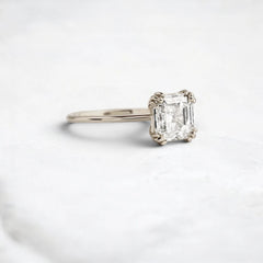 2.5CT Asscher Cut Moissanite Solitaire Triple Prong Engagement RIng