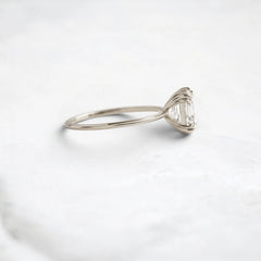 2.5CT Asscher Cut Moissanite Solitaire Triple Prong Engagement RIng