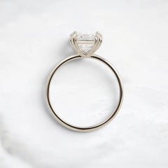 2.5CT Asscher Cut Moissanite Solitaire Triple Prong Engagement RIng