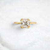 2.5CT Asscher Cut Moissanite Solitaire Triple Prong Engagement RIng