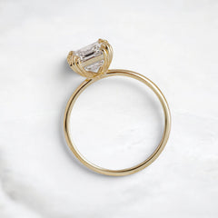 2.5CT Asscher Cut Moissanite Solitaire Triple Prong Engagement RIng