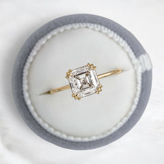 2.5CT Asscher Cut Moissanite Solitaire Triple Prong Engagement RIng