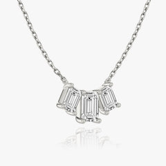 2.0TCW Emerald F/VS Lab Grown Diamond Three Stone Necklace