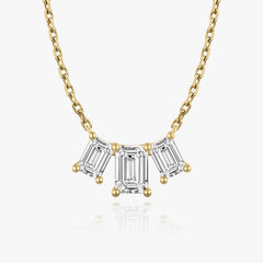 2.0TCW Emerald F/VS Lab Grown Diamond Three Stone Necklace