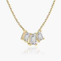 2.0TCW Emerald F/VS Lab Grown Diamond Three Stone Necklace