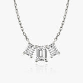 2.0TCW Emerald F/VS Lab Grown Diamond Three Stone Necklace