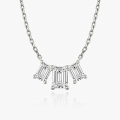 2.0TCW Emerald F/VS Lab Grown Diamond Three Stone Necklace