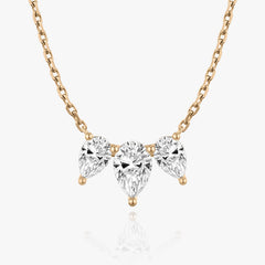 2.0TCW Pear F/VS Lab Grown Diamond Three Stone Necklace