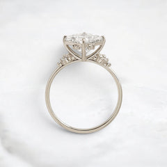 2CT Princess Cut Moissanite Cluster Engagement Ring with Four Prong Setting