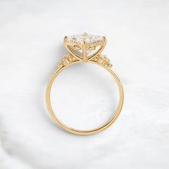 2CT Princess Cut Moissanite Cluster Engagement Ring with Four Prong Setting