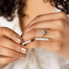 2CT Princess Cut Moissanite Cluster Engagement Ring with Four Prong Setting