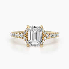 2.1ct Emerald G-VS Lab Grown Diamond Split Shank Engagement Ring