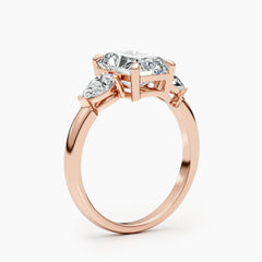 2.24ct Radiant F- VS Three Stones Diamond Lab Grown Engagement Ring