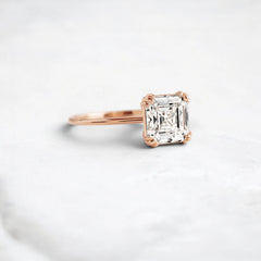 2.5CT Asscher Cut Moissanite Solitaire Triple Prong Engagement RIng