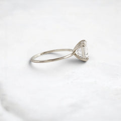 2.5CT Asscher Cut Moissanite Solitaire Triple Prong Engagement RIng
