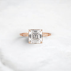 2.5CT Asscher Cut Moissanite Twisted Two On Each Side Focal Stone