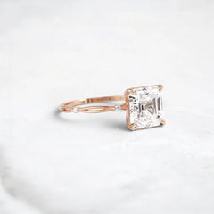 2.5CT Asscher Cut Moissanite Twisted Two On Each Side Focal Stone