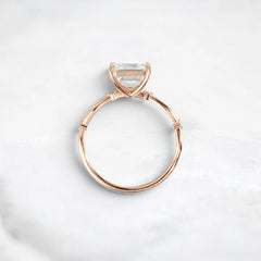 2.5CT Asscher Cut Moissanite Twisted Two On Each Side Focal Stone