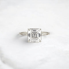 2.5CT Asscher Cut Moissanite Twisted Two On Each Side Focal Stone