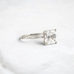 2.5CT Asscher Cut Moissanite Twisted Two On Each Side Focal Stone