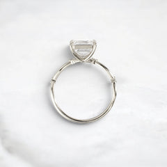 2.5CT Asscher Cut Moissanite Twisted Two On Each Side Focal Stone