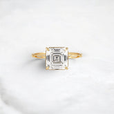 2.5CT Asscher Cut Moissanite Twisted Two On Each Side Focal Stone