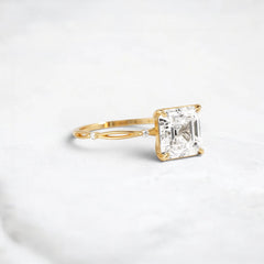 2.5CT Asscher Cut Moissanite Twisted Two On Each Side Focal Stone