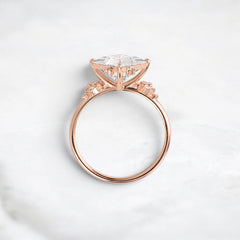 2CT Princess Cut Moissanite Cluster Engagement Ring with Four Prong Setting