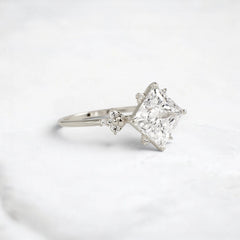2CT Princess Cut Moissanite Cluster Engagement Ring with Four Prong Setting