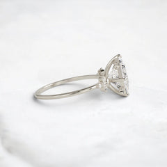 2CT Princess Cut Moissanite Cluster Engagement Ring with Four Prong Setting