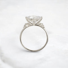 2CT Princess Cut Moissanite Cluster Engagement Ring with Four Prong Setting