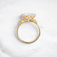 2CT Princess Cut Moissanite Cluster Engagement Ring with Four Prong Setting